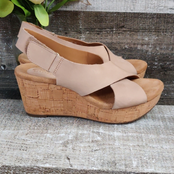 Clarks Shoes | Clarks Artisan Nude Leather Wedges | Poshmark
